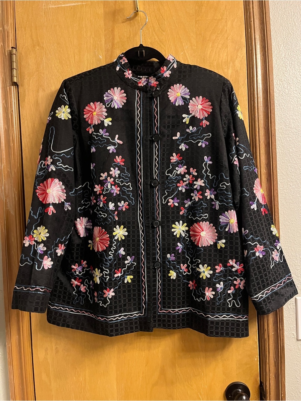 Drapers & Damons Petite Black Embroidered Mandarin Collar Jacket - PL